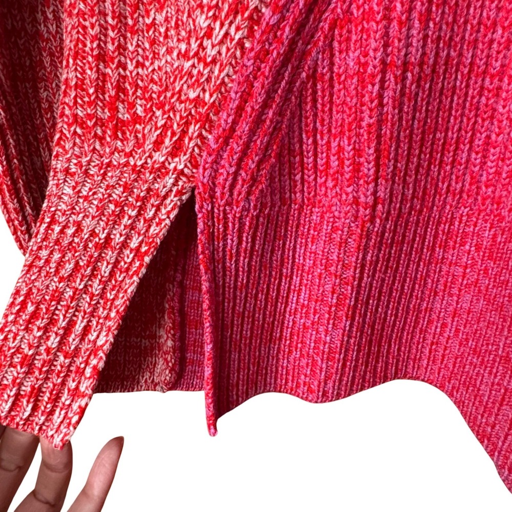 DEREK LAM Womens Turtleneck Sweater Merino Wool Med Pink Red Valentines Cabncore - Picture 4 of 11
